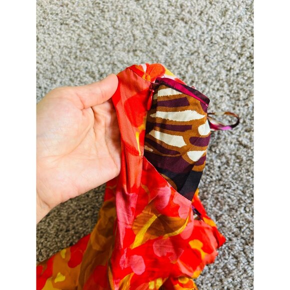Farm Rio For Anthropologie Sz XXS Multicolor Patchwork Slip Dress Boho Chic Midi - Picture 9 of 14